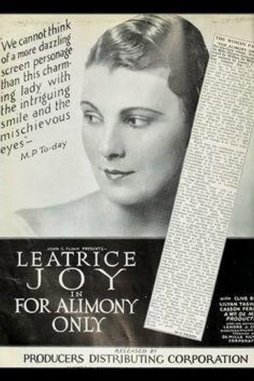 For Alimony Only (1926) movie poster