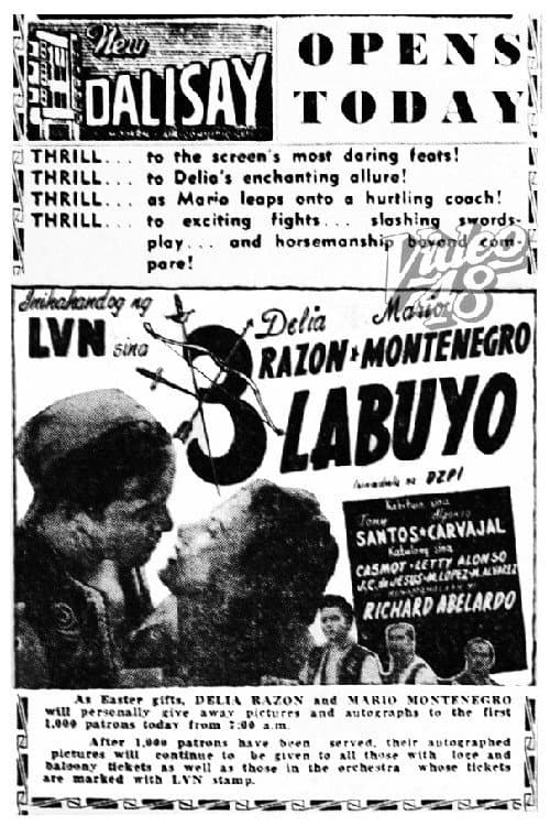 ملصق فيلم Tatlong Labuyo (1953)